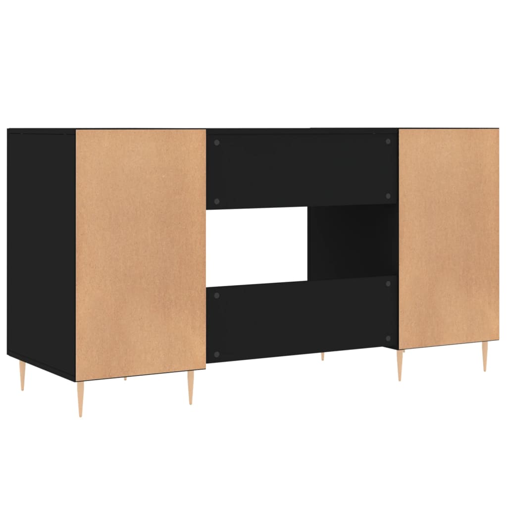 Schreibtisch mit Regal Schwarz Eichen-Optik 140 x 50 x 75 cm