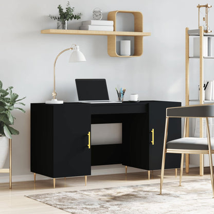 Schreibtisch mit Regal Schwarz Eichen-Optik 140 x 50 x 75 cm