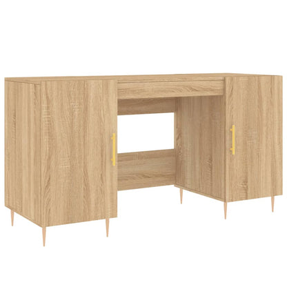 Schreibtisch mit Regal Schwarz Eichen-Optik 140 x 50 x 75 cm