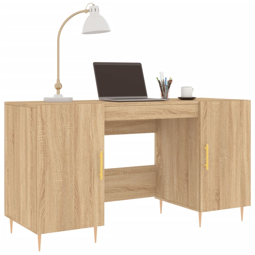 Schreibtisch mit Regal Schwarz Eichen-Optik 140 x 50 x 75 cm