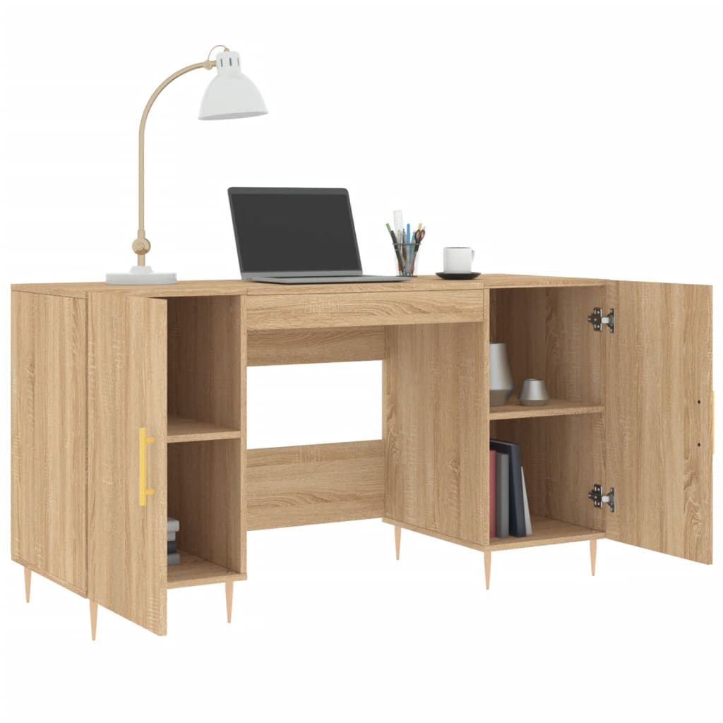 Schreibtisch mit Regal Schwarz Eichen-Optik 140 x 50 x 75 cm