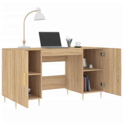 Schreibtisch mit Regal Schwarz Eichen-Optik 140 x 50 x 75 cm