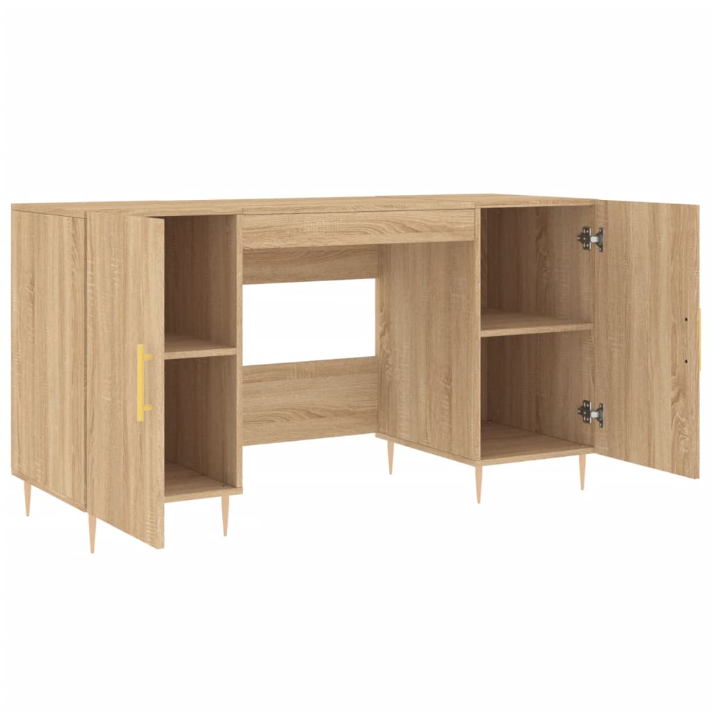 Schreibtisch mit Regal Schwarz Eichen-Optik 140 x 50 x 75 cm