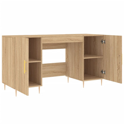 Schreibtisch mit Regal Schwarz Eichen-Optik 140 x 50 x 75 cm