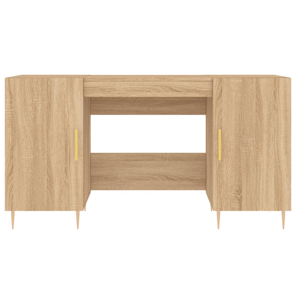 Schreibtisch mit Regal Schwarz Eichen-Optik 140 x 50 x 75 cm