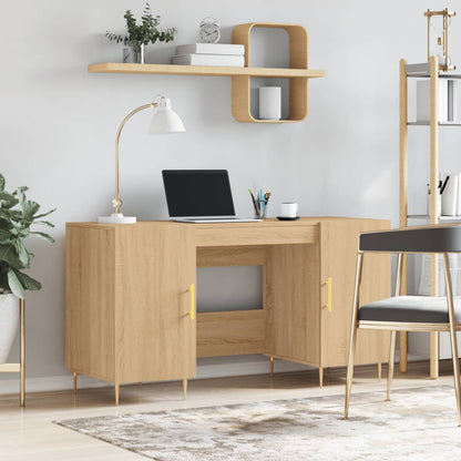 Schreibtisch mit Regal Schwarz Eichen-Optik 140 x 50 x 75 cm