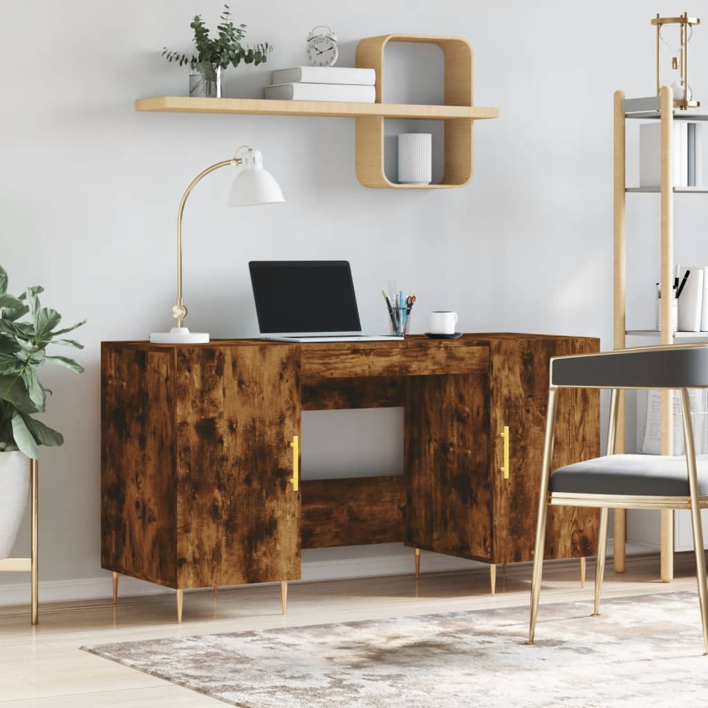 Schreibtisch mit Regal Schwarz Eichen-Optik 140 x 50 x 75 cm