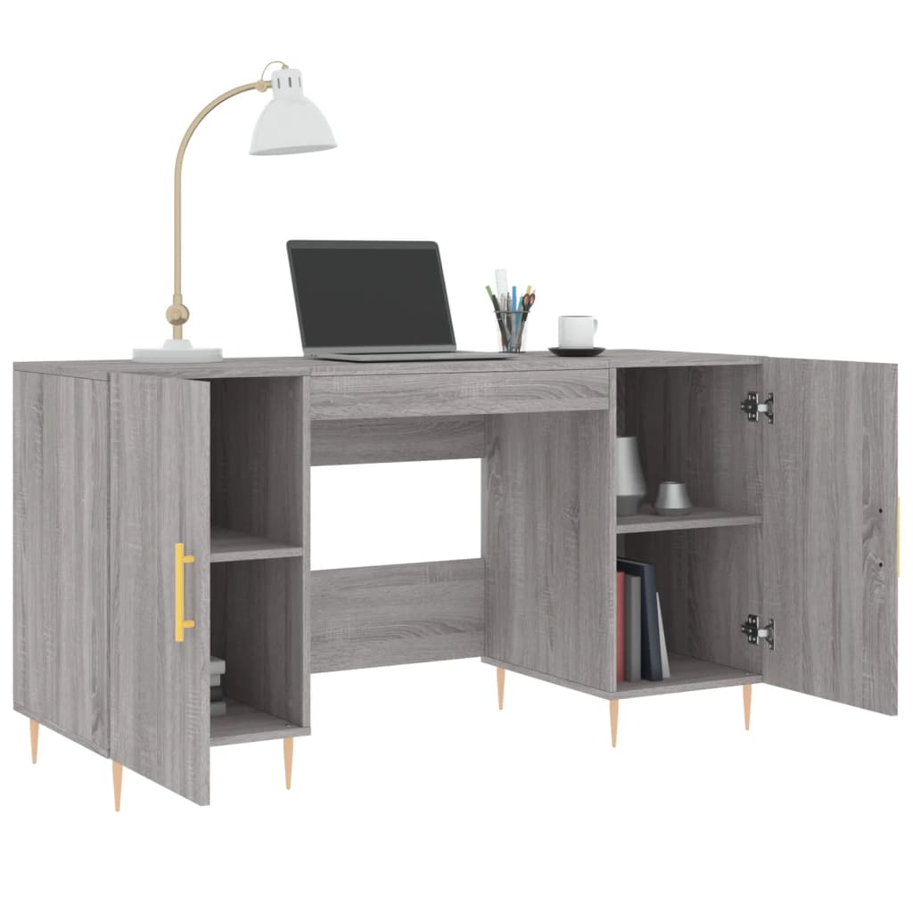 Schreibtisch mit Regal Schwarz Eichen-Optik 140 x 50 x 75 cm