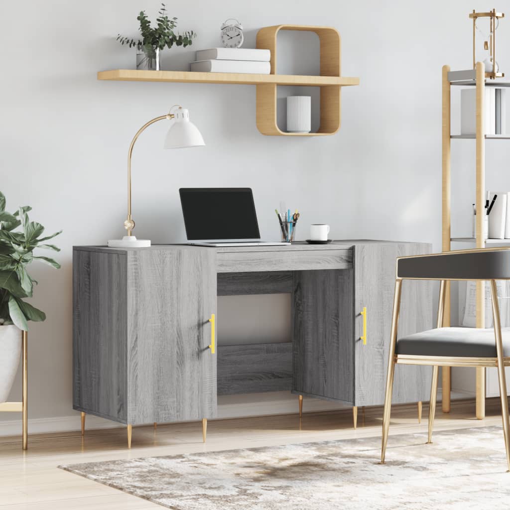Schreibtisch mit Regal Schwarz Eichen-Optik 140 x 50 x 75 cm
