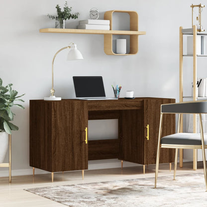 Schreibtisch mit Regal Schwarz Eichen-Optik 140 x 50 x 75 cm