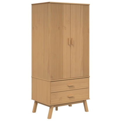 Kleiderschrank OLDEN Weiß Braun 76,5x53x172cm Massivholz Kiefer