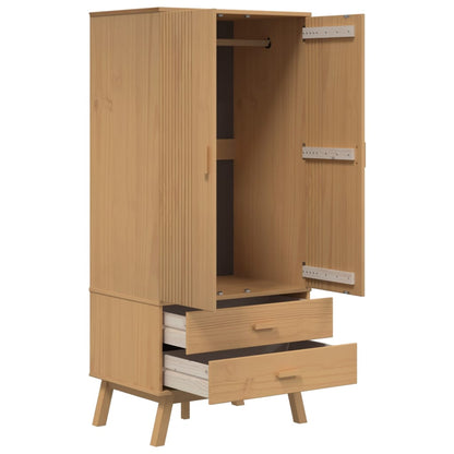 Kleiderschrank OLDEN Weiß Braun 76,5x53x172cm Massivholz Kiefer