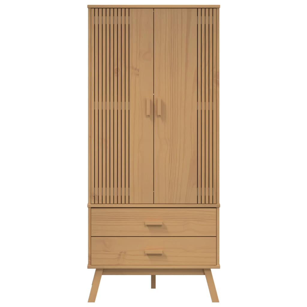 Kleiderschrank OLDEN Weiß Braun 76,5x53x172cm Massivholz Kiefer