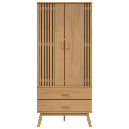 Kleiderschrank OLDEN Weiß Braun 76,5x53x172cm Massivholz Kiefer