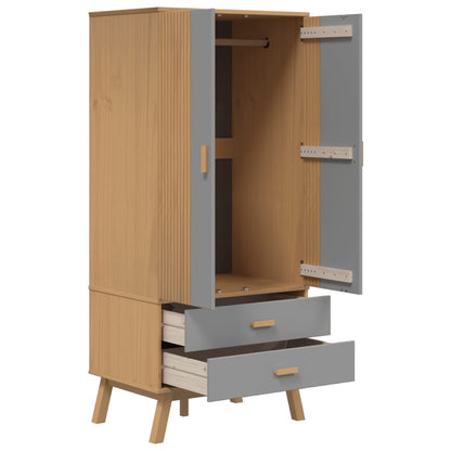 Kleiderschrank OLDEN Weiß Braun 76,5x53x172cm Massivholz Kiefer