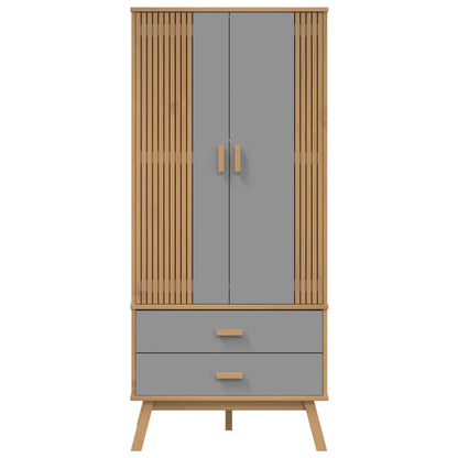 Kleiderschrank OLDEN Weiß Braun 76,5x53x172cm Massivholz Kiefer