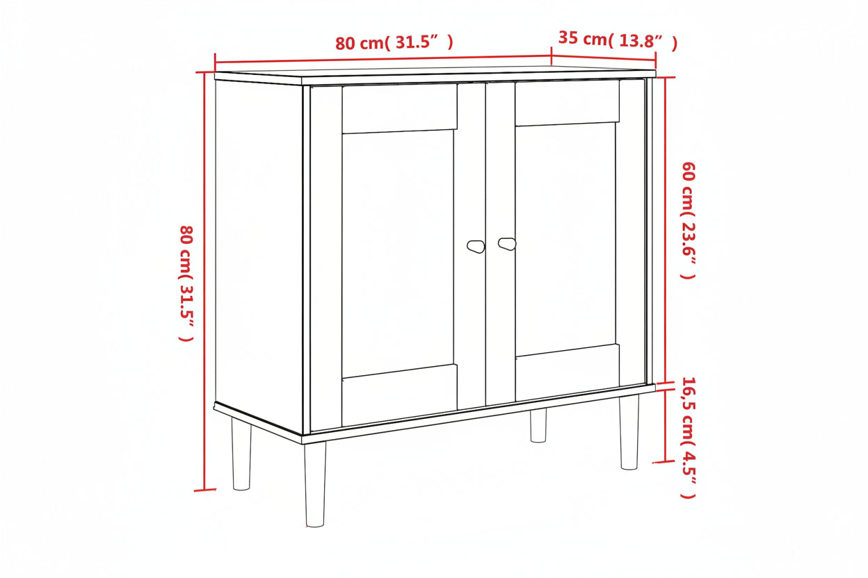Sideboard Senja Rattan-Optik 80X35X80 Cm Kiefernholz