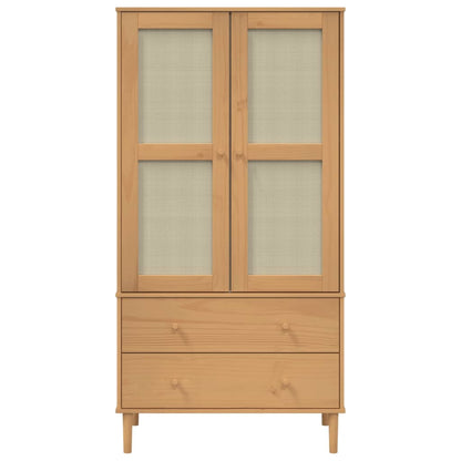 Kleiderschrank SENJA Rattan-Optik Schwarz 90x55x175 cm