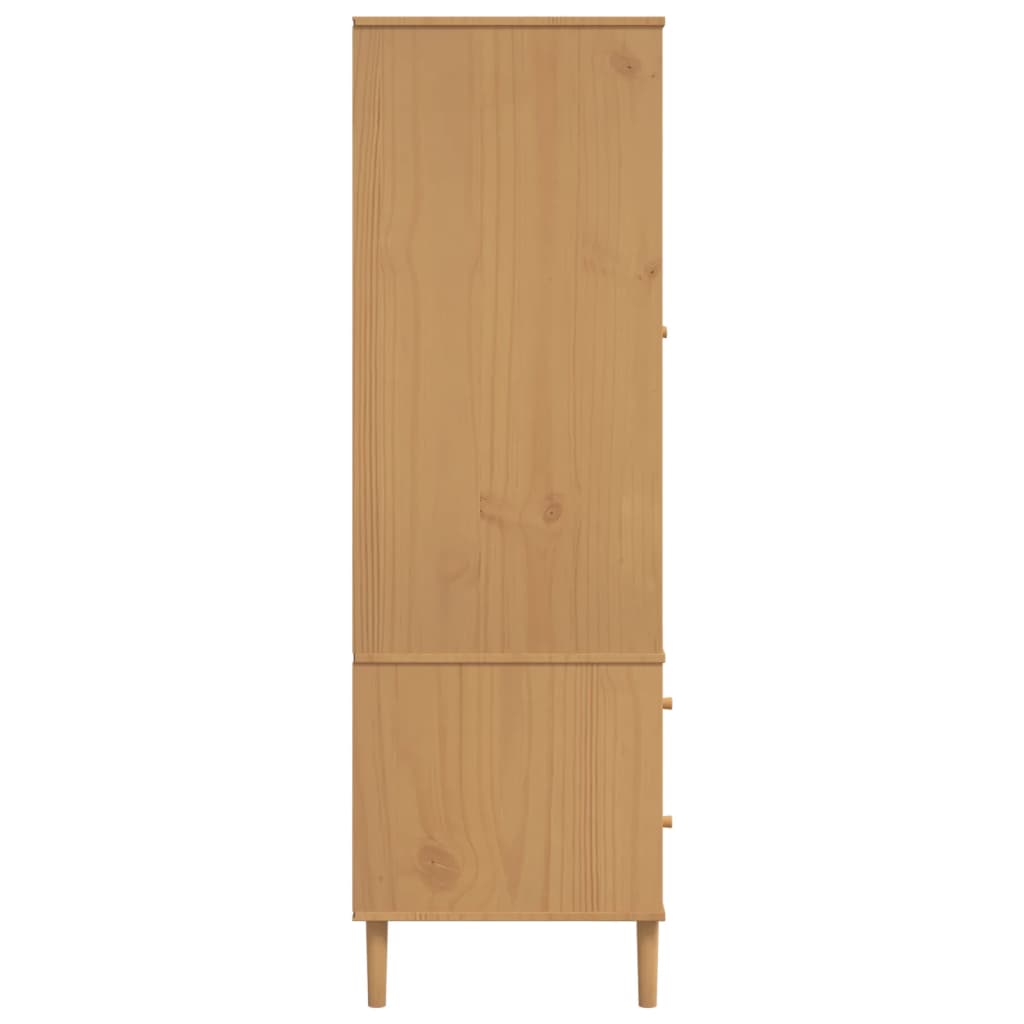 Kleiderschrank SENJA Rattan-Optik Schwarz 90x55x175 cm