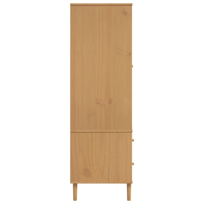 Kleiderschrank SENJA Rattan-Optik Schwarz 90x55x175 cm
