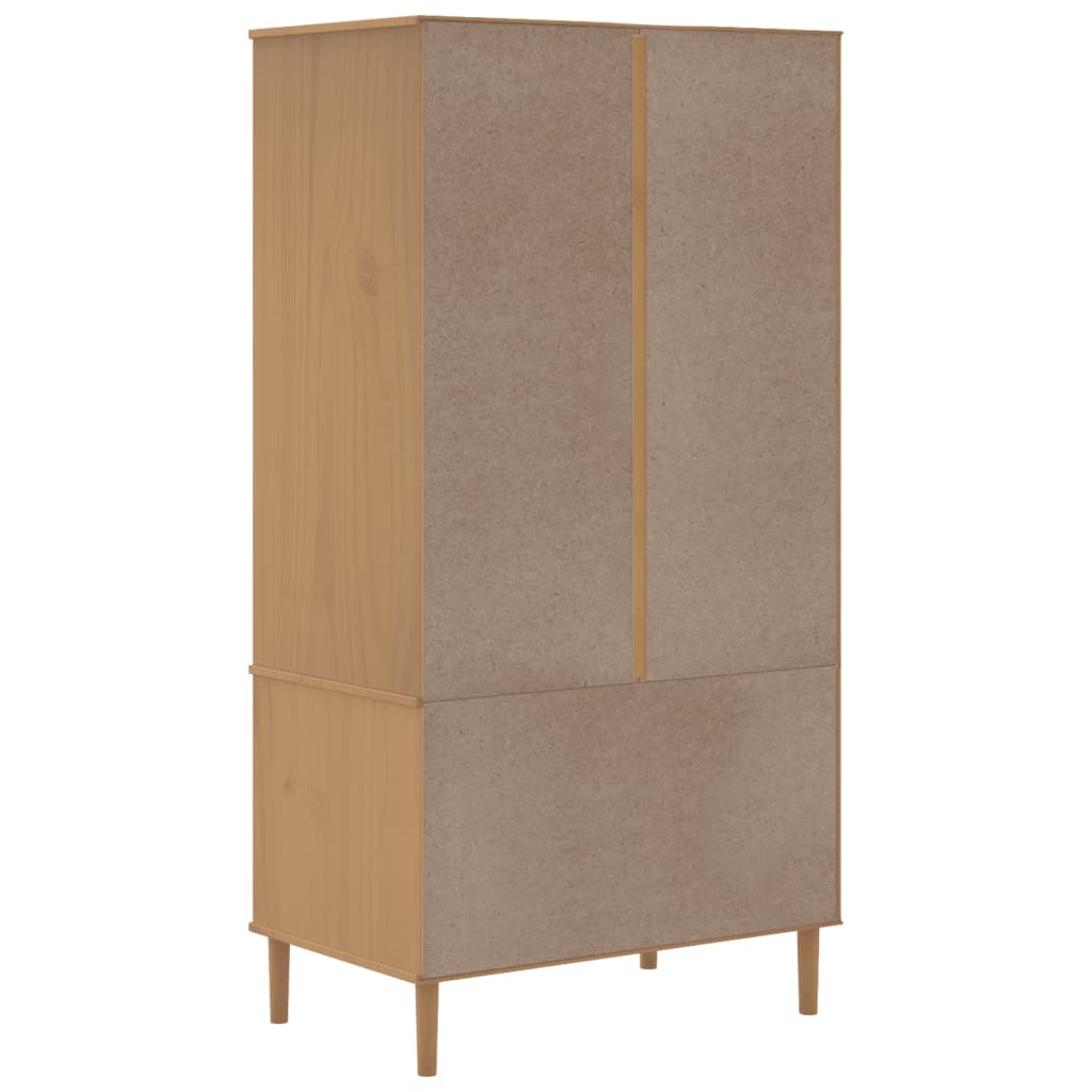 Kleiderschrank SENJA Rattan-Optik Schwarz 90x55x175 cm