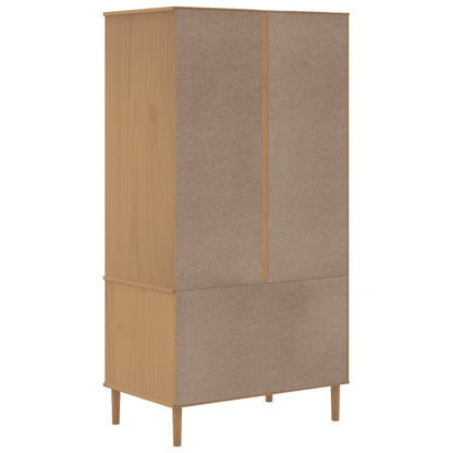 Kleiderschrank SENJA Rattan-Optik Schwarz 90x55x175 cm