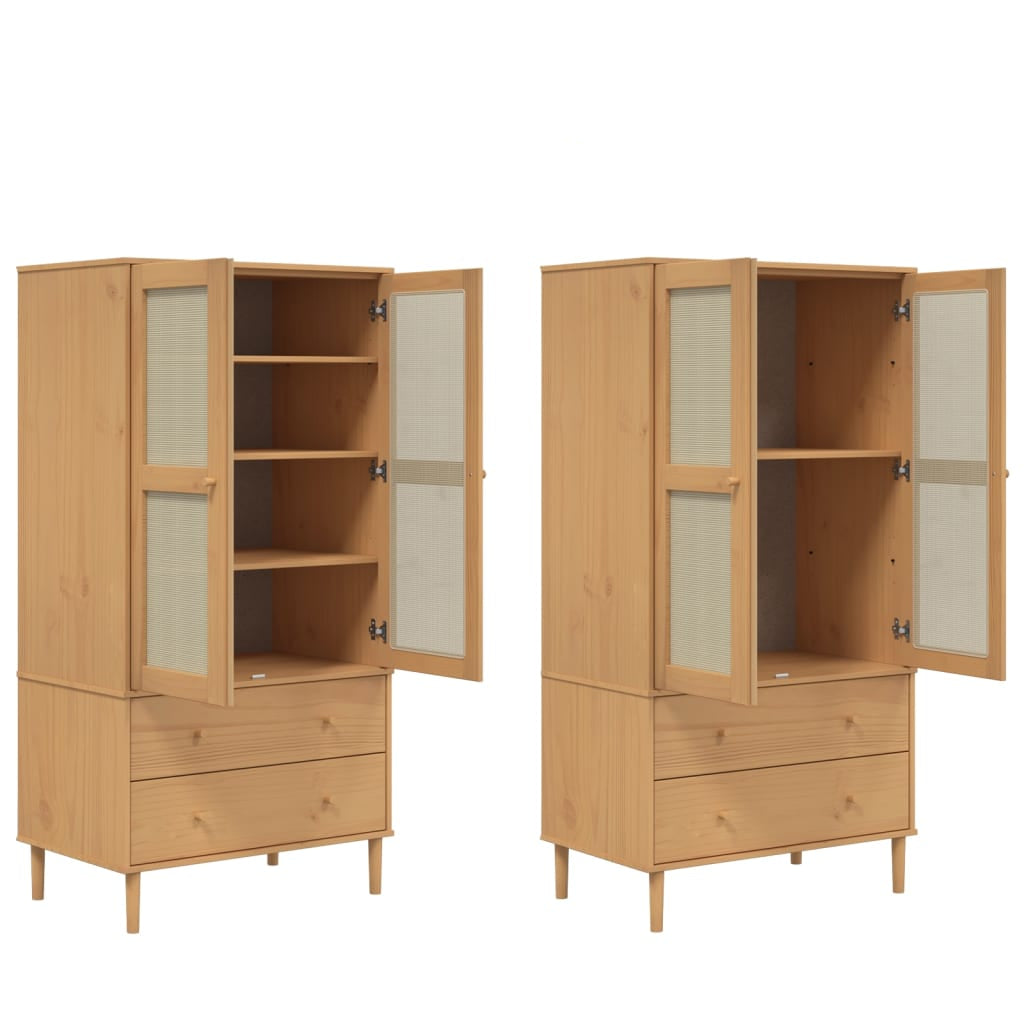 Kleiderschrank SENJA Rattan-Optik Schwarz 90x55x175 cm