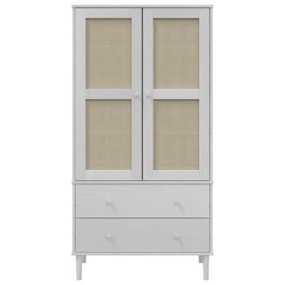 Kleiderschrank SENJA Rattan-Optik Schwarz 90x55x175 cm
