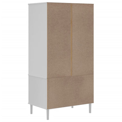 Kleiderschrank SENJA Rattan-Optik Schwarz 90x55x175 cm