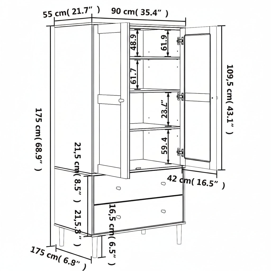 Kleiderschrank SENJA Rattan-Optik Schwarz 90x55x175 cm