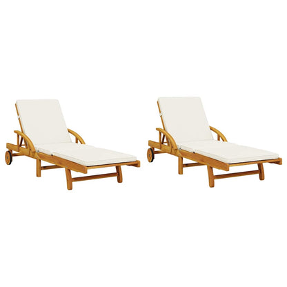 Sonnenliegen 2 Stk. Massivholz Akazie