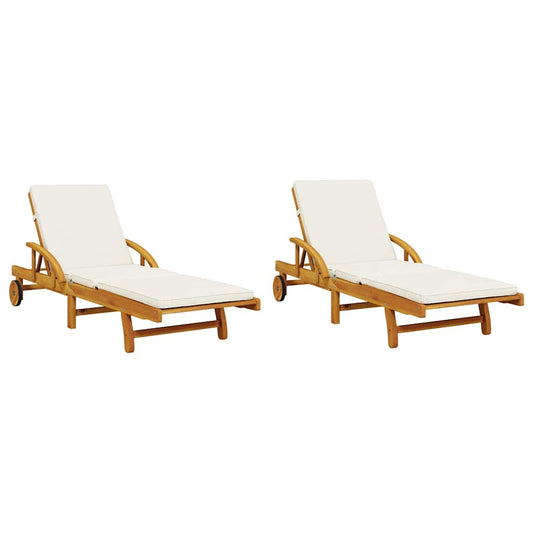 Sonnenliegen 2 Stk. Massivholz Akazie