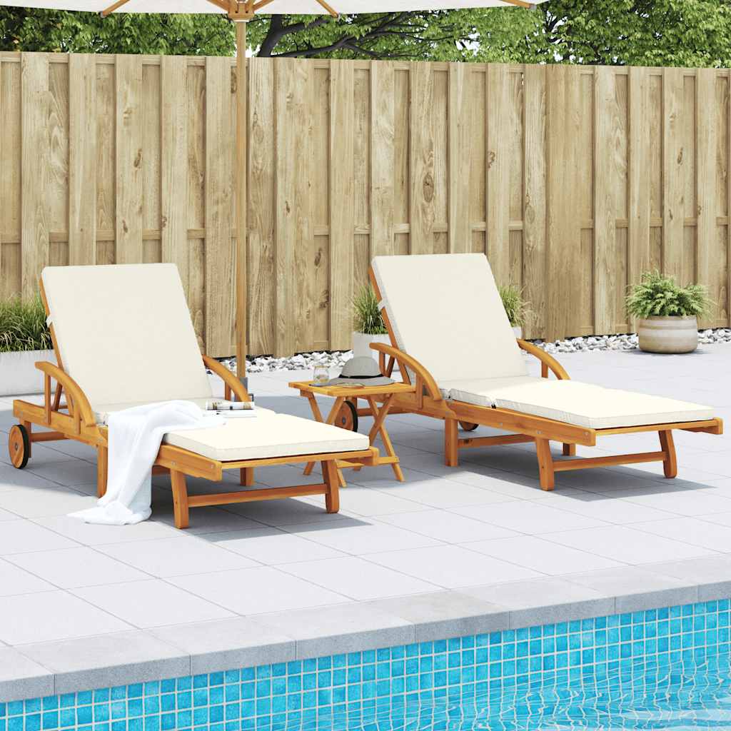 Sonnenliegen 2 Stk. Massivholz Akazie
