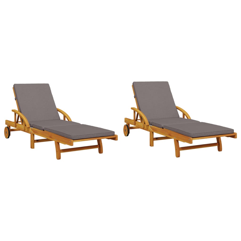 Sonnenliegen 2 Stk. Massivholz Akazie