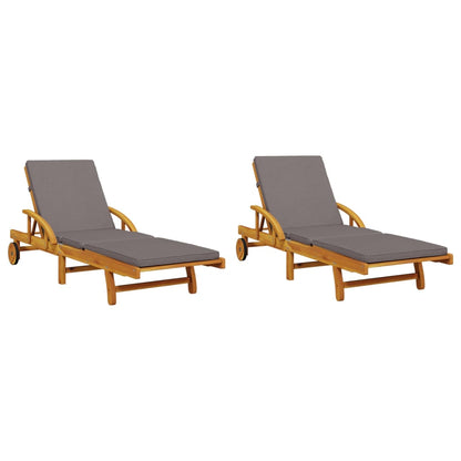 Sonnenliegen 2 Stk. Massivholz Akazie