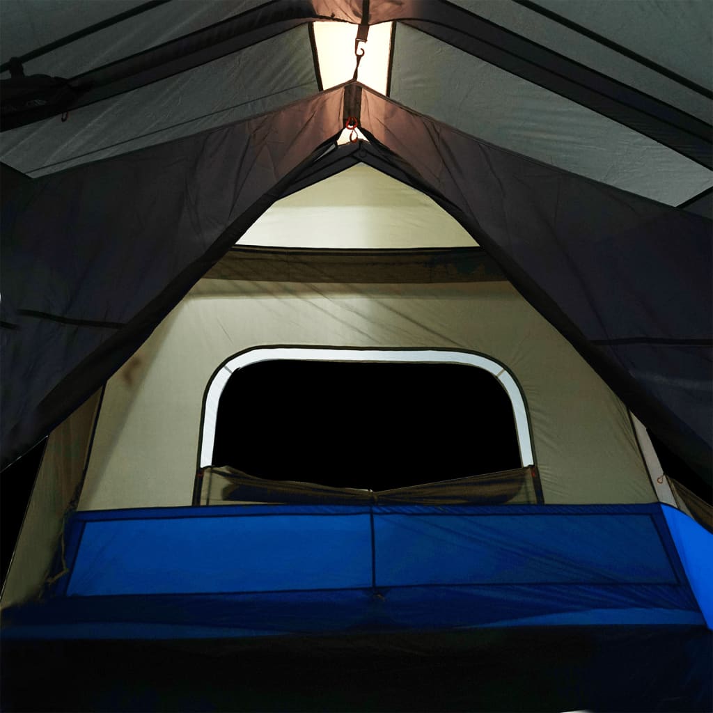 Familienzelt mit LED 10 Personen Hellgrau Orange Quick Release