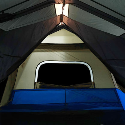 Familienzelt mit LED 10 Personen Hellgrau Orange Quick Release