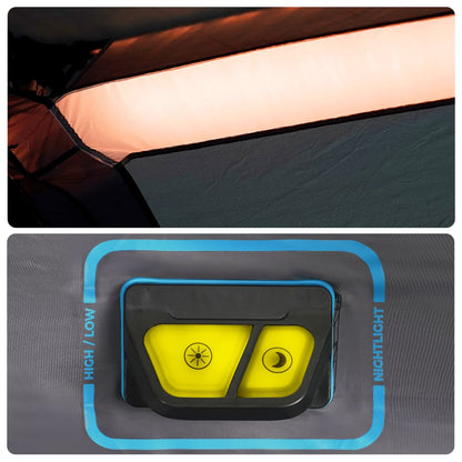 Familienzelt mit LED 10 Personen Hellgrau Orange Quick Release