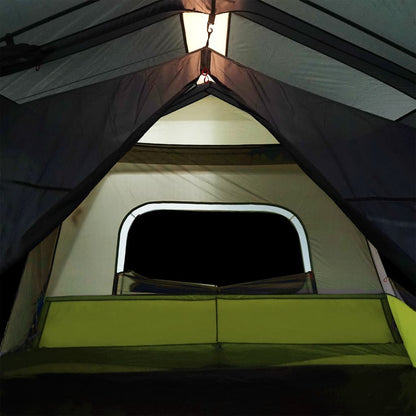 Familienzelt mit LED 10 Personen Hellgrau Orange Quick Release