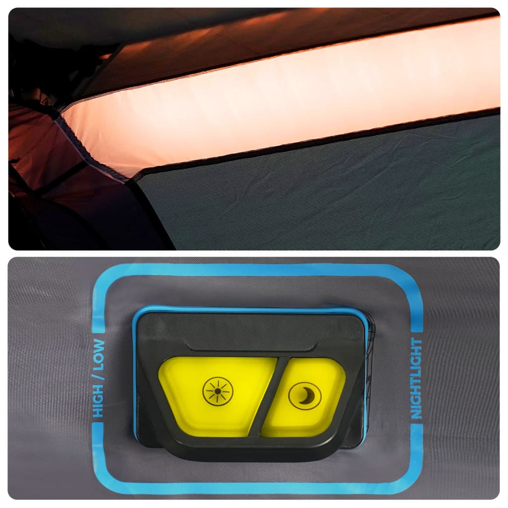 Familienzelt mit LED 10 Personen Hellgrau Orange Quick Release