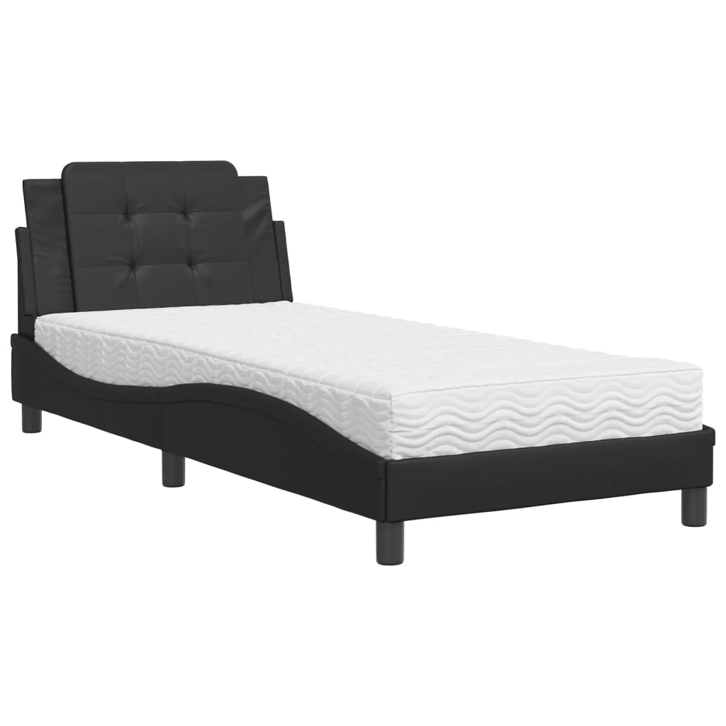 Polster-Einzelbett Modell inkl. Matratze, Kunstlederbezug 80x200 cm