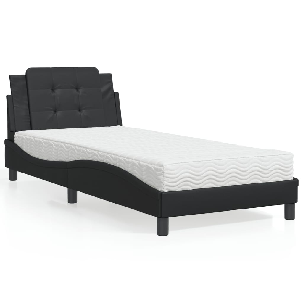 Polster-Einzelbett Modell inkl. Matratze, Kunstlederbezug 80x200 cm