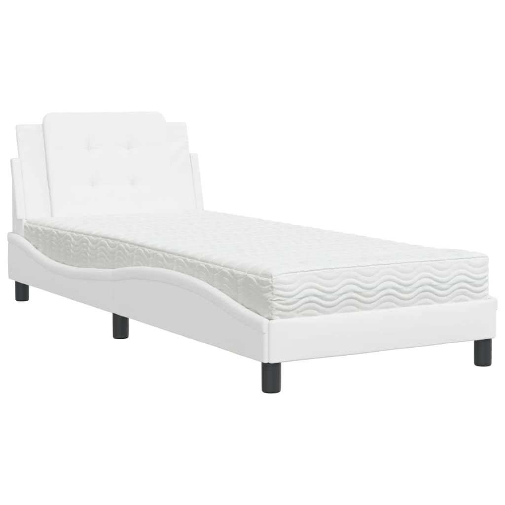Polster-Einzelbett Modell inkl. Matratze, Kunstlederbezug 80x200 cm