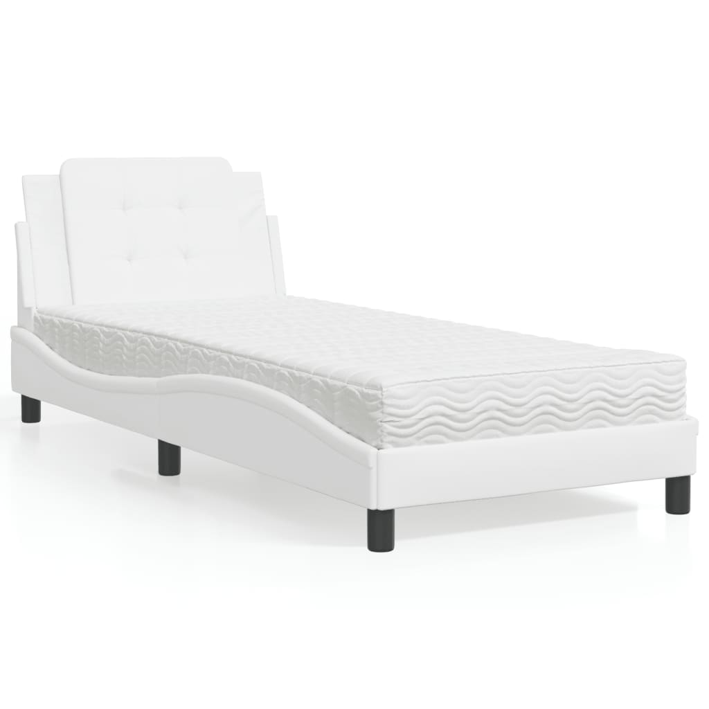 Polster-Einzelbett Modell inkl. Matratze, Kunstlederbezug 80x200 cm