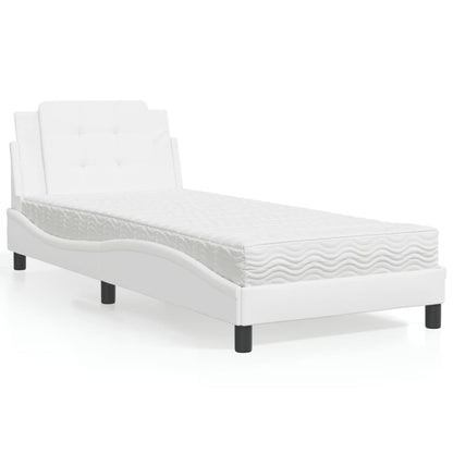 Polster-Einzelbett Modell inkl. Matratze, Kunstlederbezug 80x200 cm