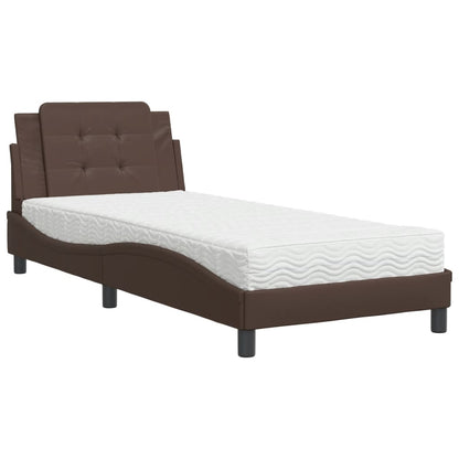 Polster-Einzelbett Modell inkl. Matratze, Kunstlederbezug 80x200 cm