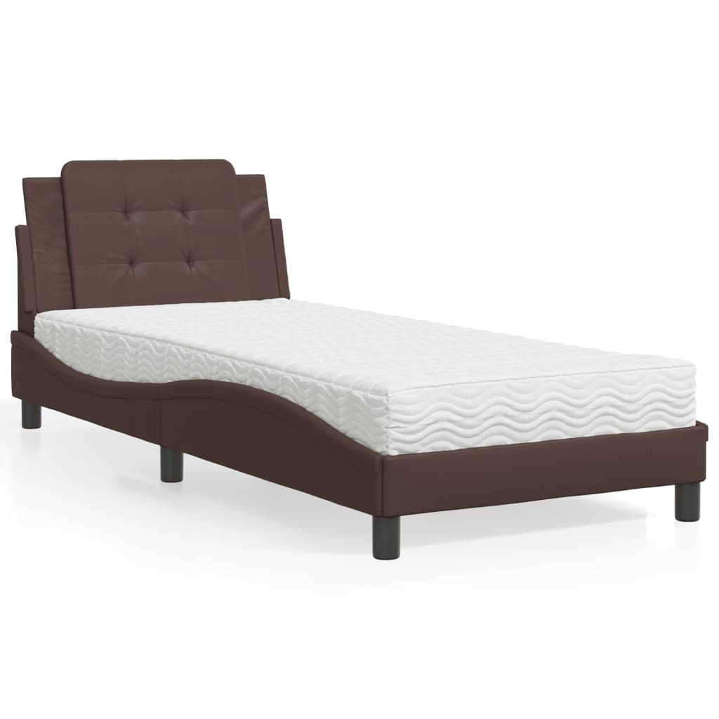 Polster-Einzelbett Modell inkl. Matratze, Kunstlederbezug 80x200 cm