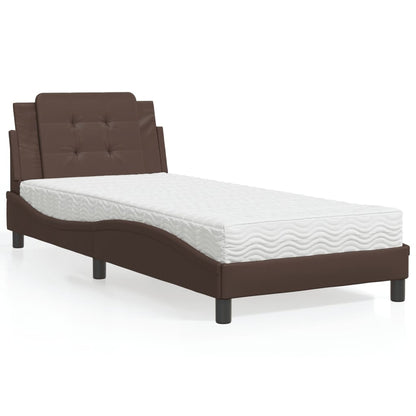 Polster-Einzelbett Modell inkl. Matratze, Kunstlederbezug 80x200 cm