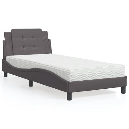 Polster-Einzelbett Modell inkl. Matratze, Kunstlederbezug 80x200 cm