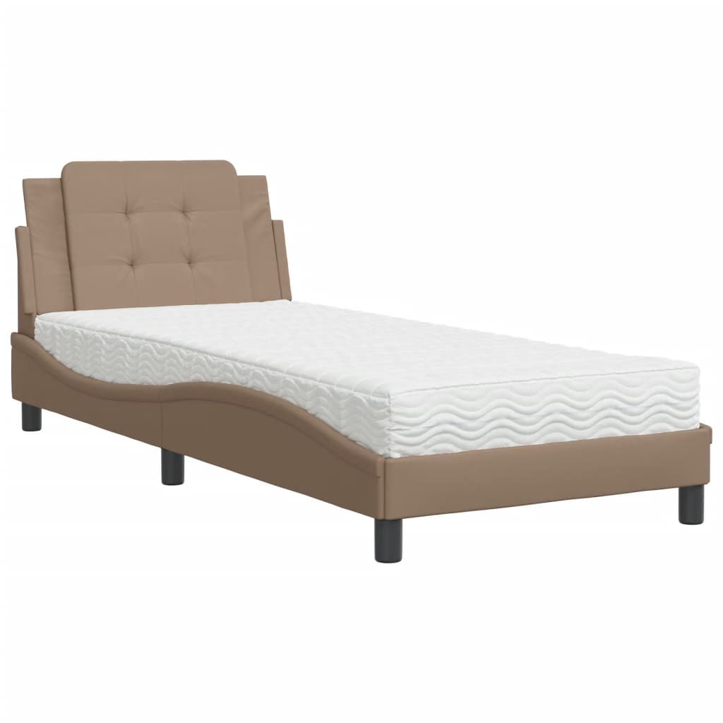 Polster-Einzelbett Modell inkl. Matratze, Kunstlederbezug 80x200 cm